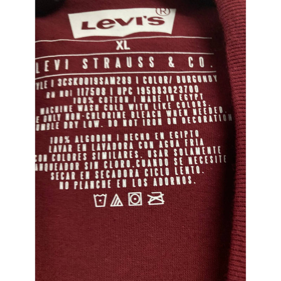 Levi's Graphic T-Shirt Burgundy XL Short Sleeve Mountainsu - Picture 4 of 5